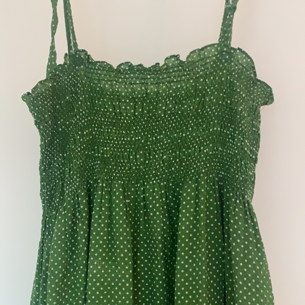 J Crew Green Polka Dot Dress